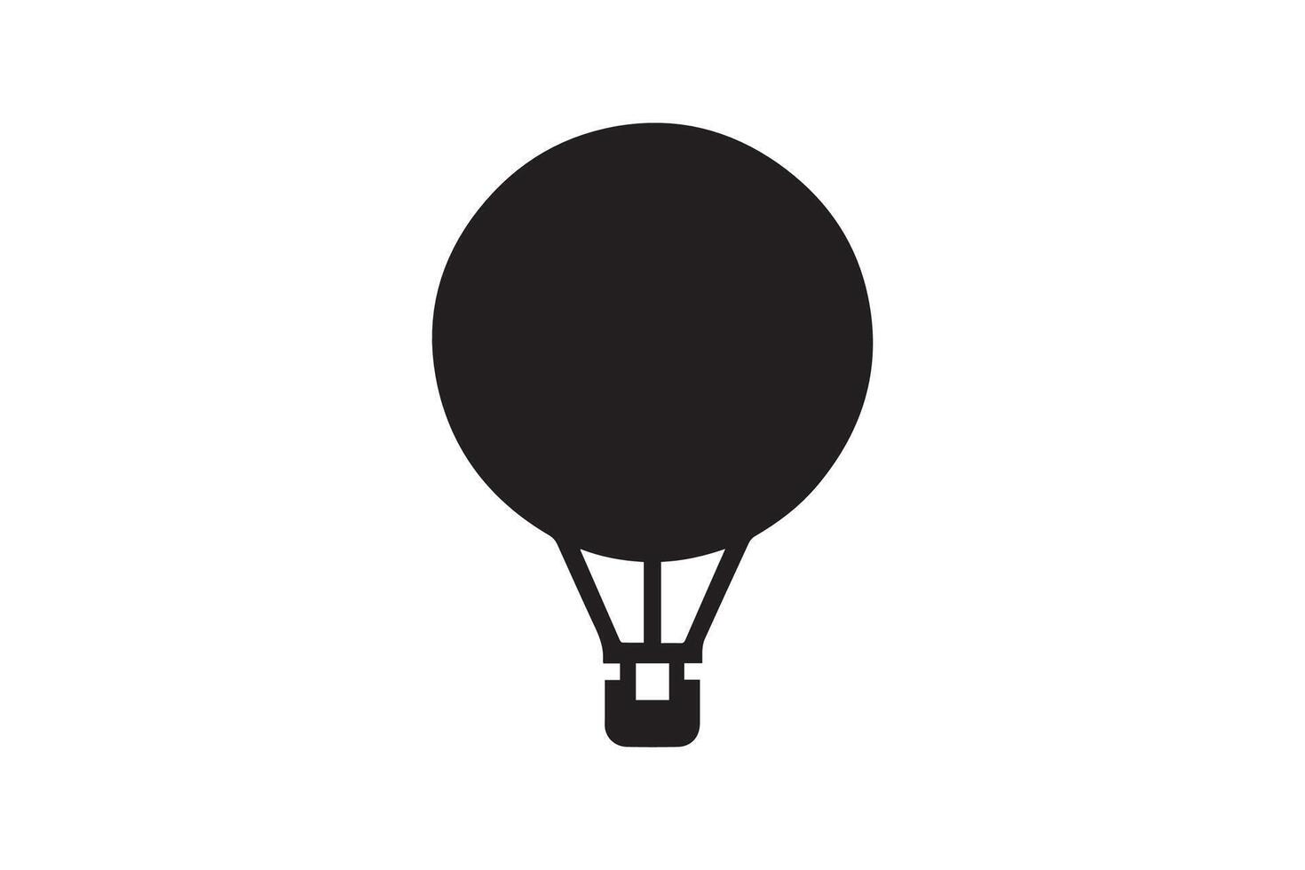 A black and white silhouette of a hot air balloon vector