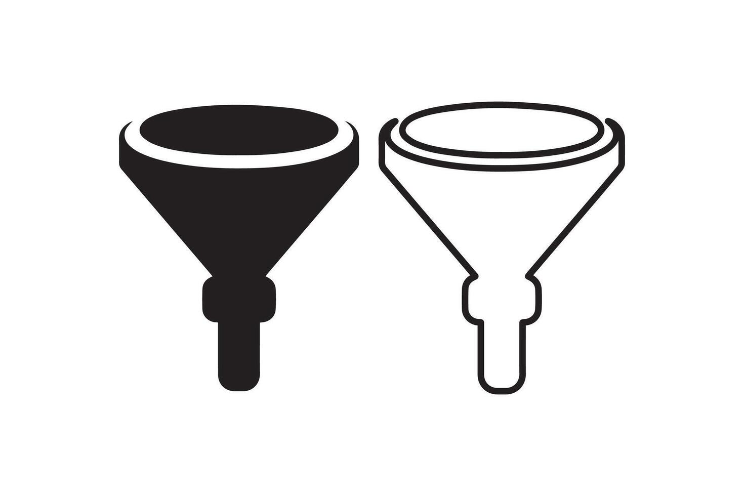 Two black and white funnel icons on a white background vector