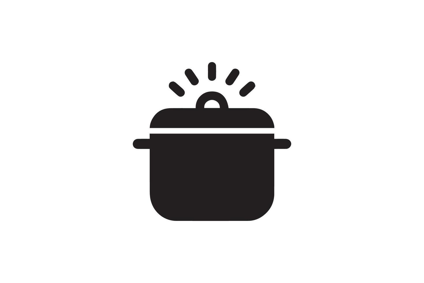 A black and white icon of a pot with a lid vector
