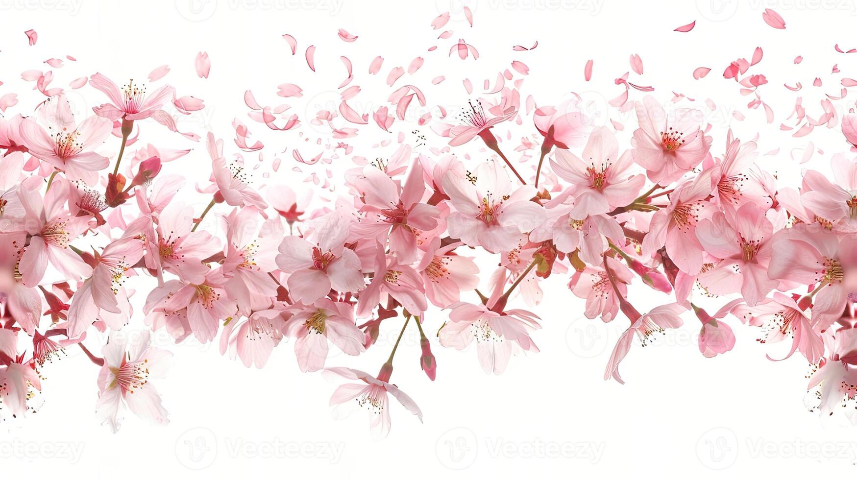 A group of pink flowers are arranged in a row photo