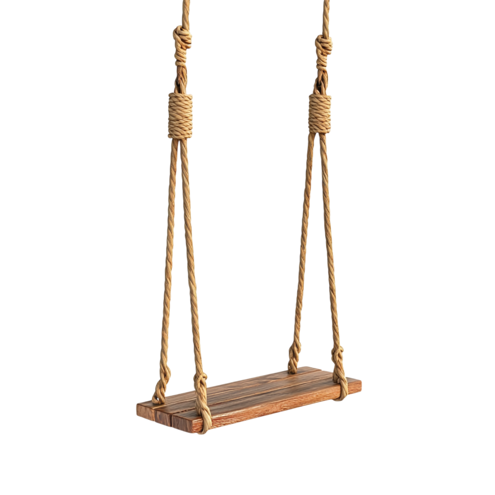 Rope Swing with Wooden Seat against transparent background png