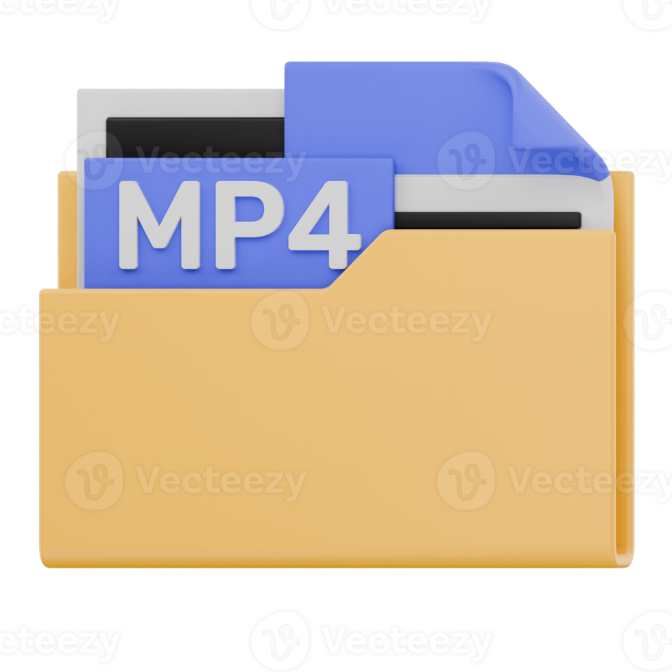 3D MP4 File Folder Format Icon png
