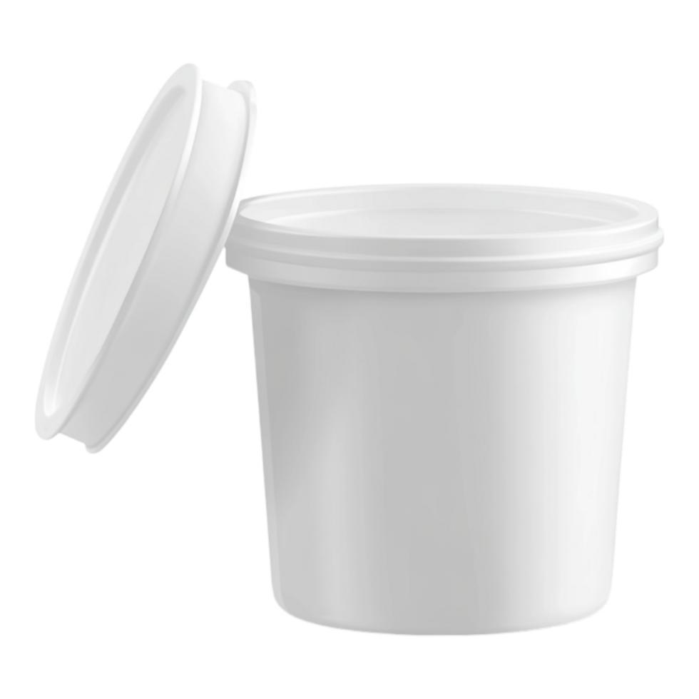 White Plastic Container with Lid Open against transparent background png