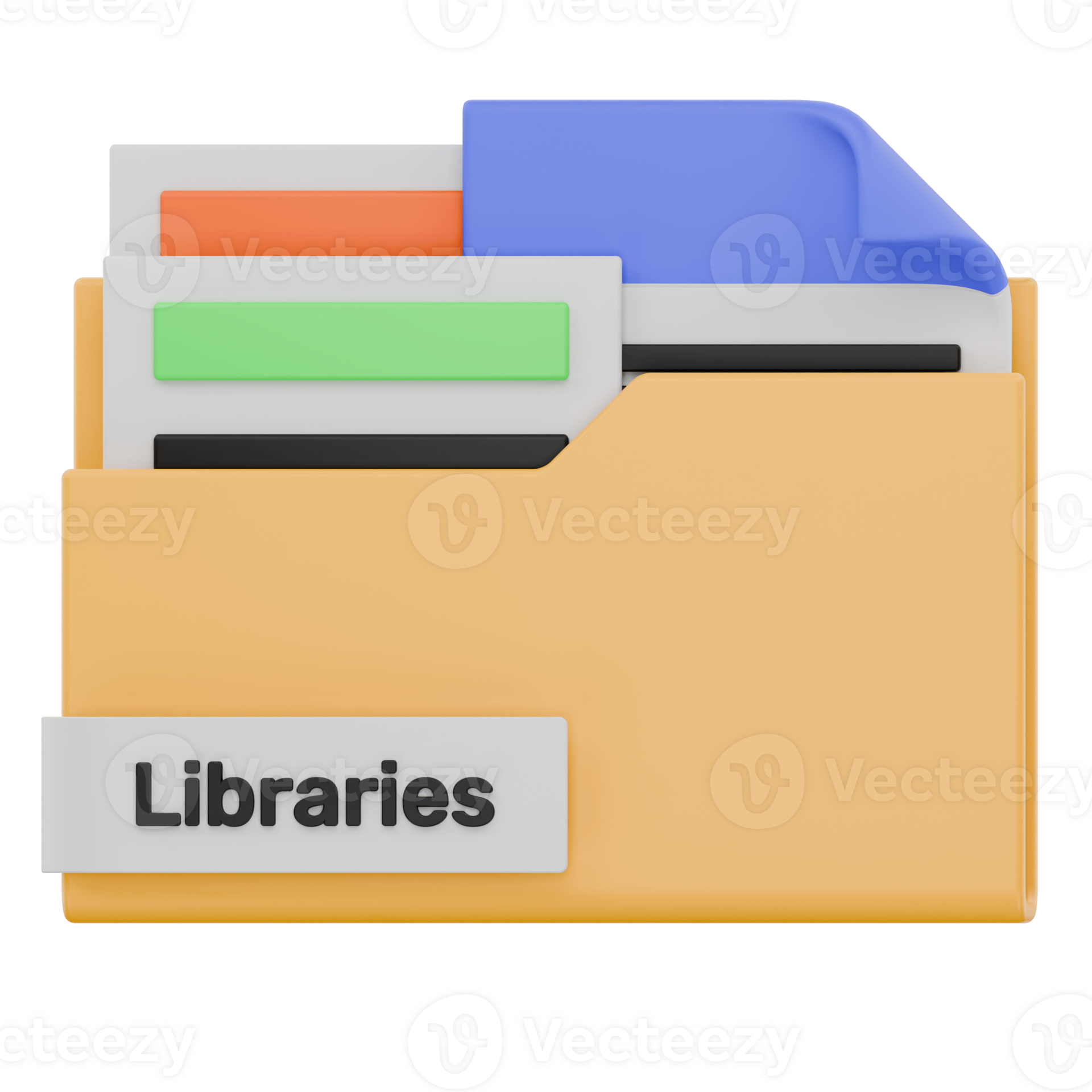 3D Libraries Folder Name Icon 56400875 PNG