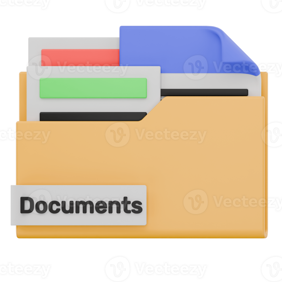 3D Documents Folder Name Icon png