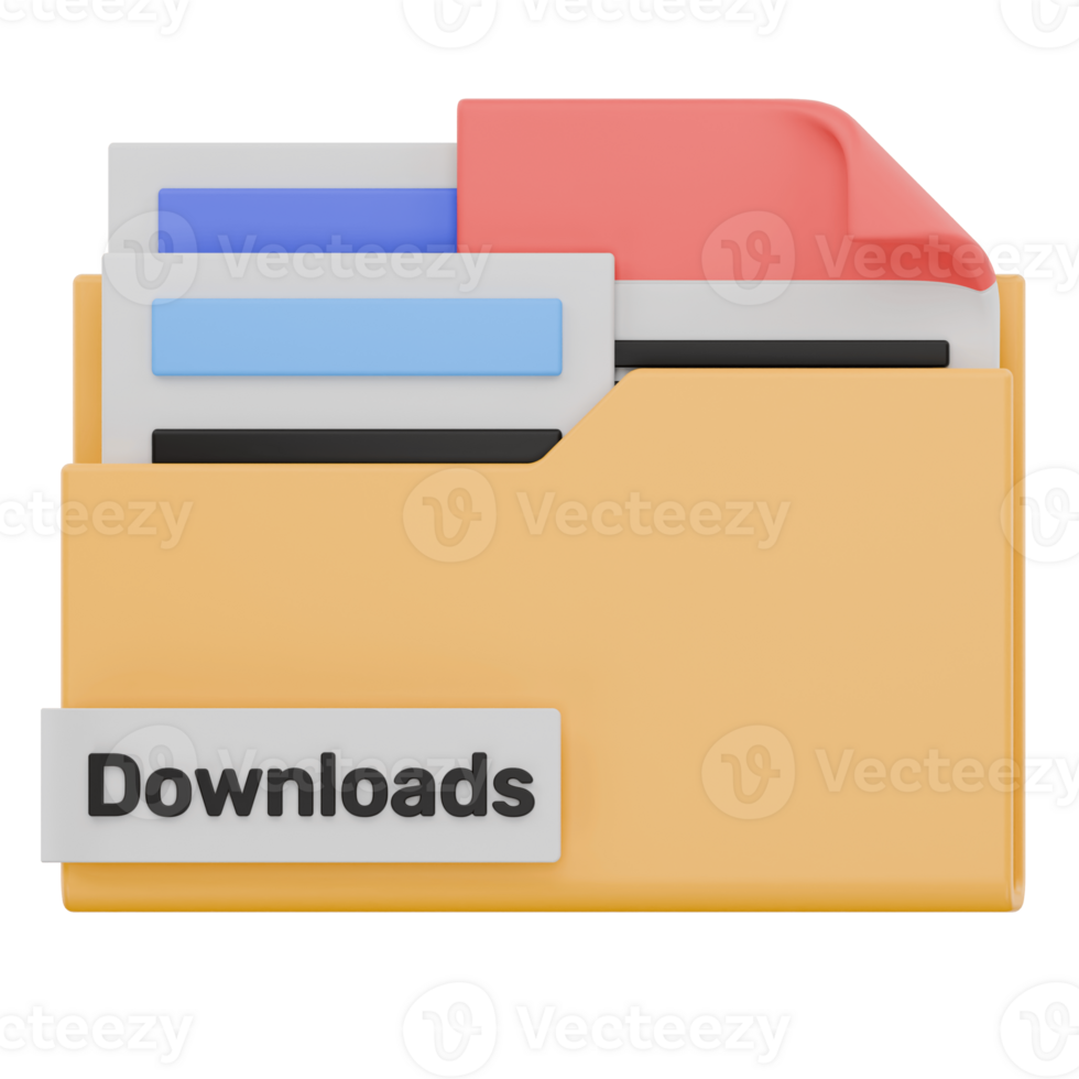 3D Downloads Folder Name Icon png