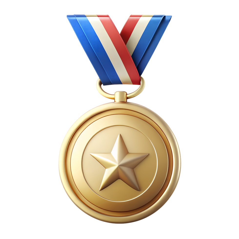 Gold medal with isolated free text area - winner copy space concept. Poster png