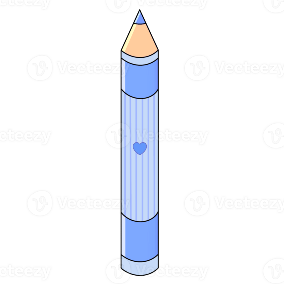 Blue pencil with a heart on it png