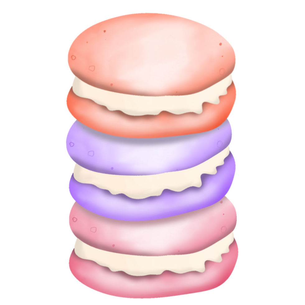 A stack of colorful macarons on a transparent background png