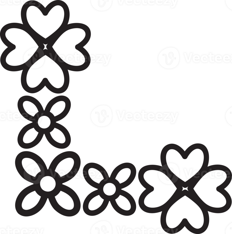 Outline Frame with Petal Corners png