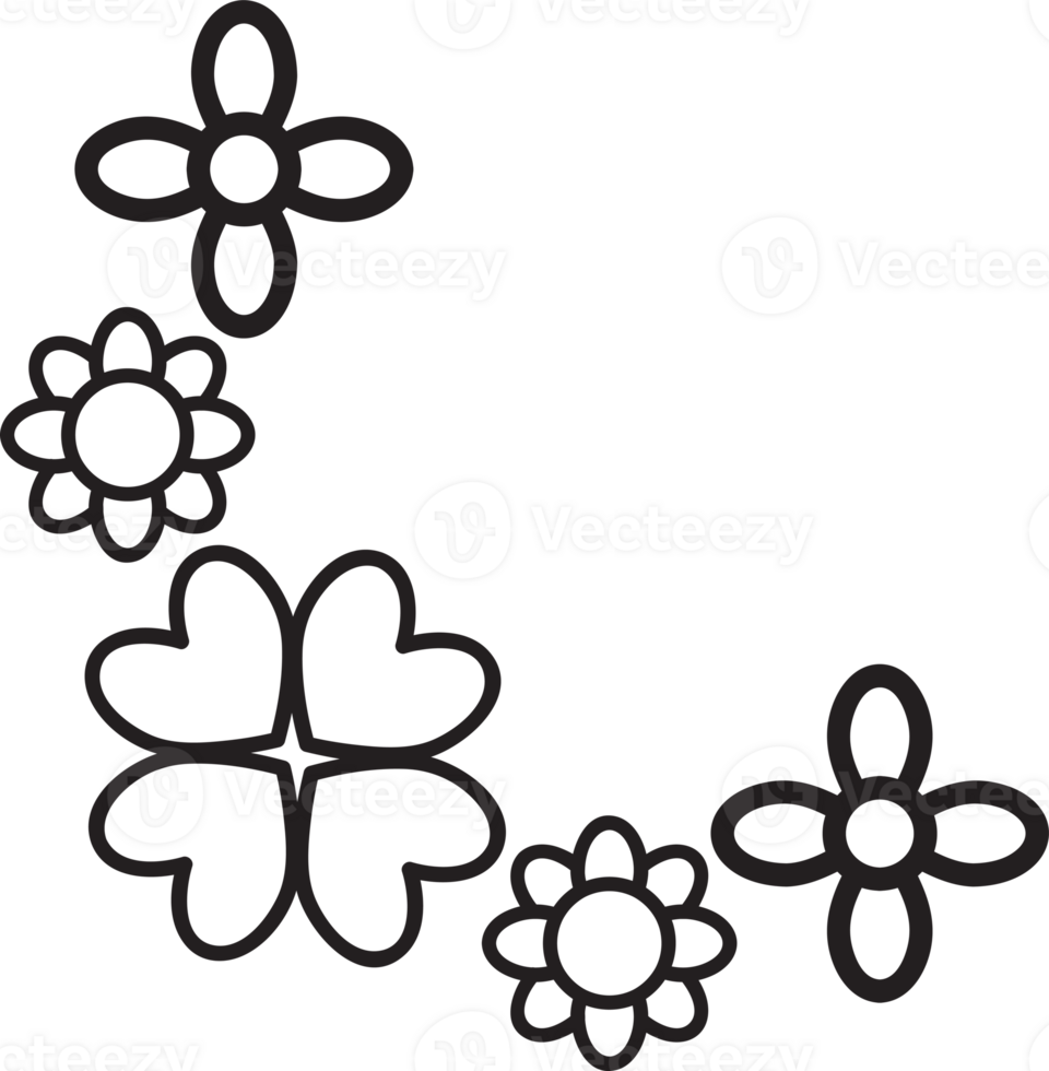 Outline Petal Frame design png
