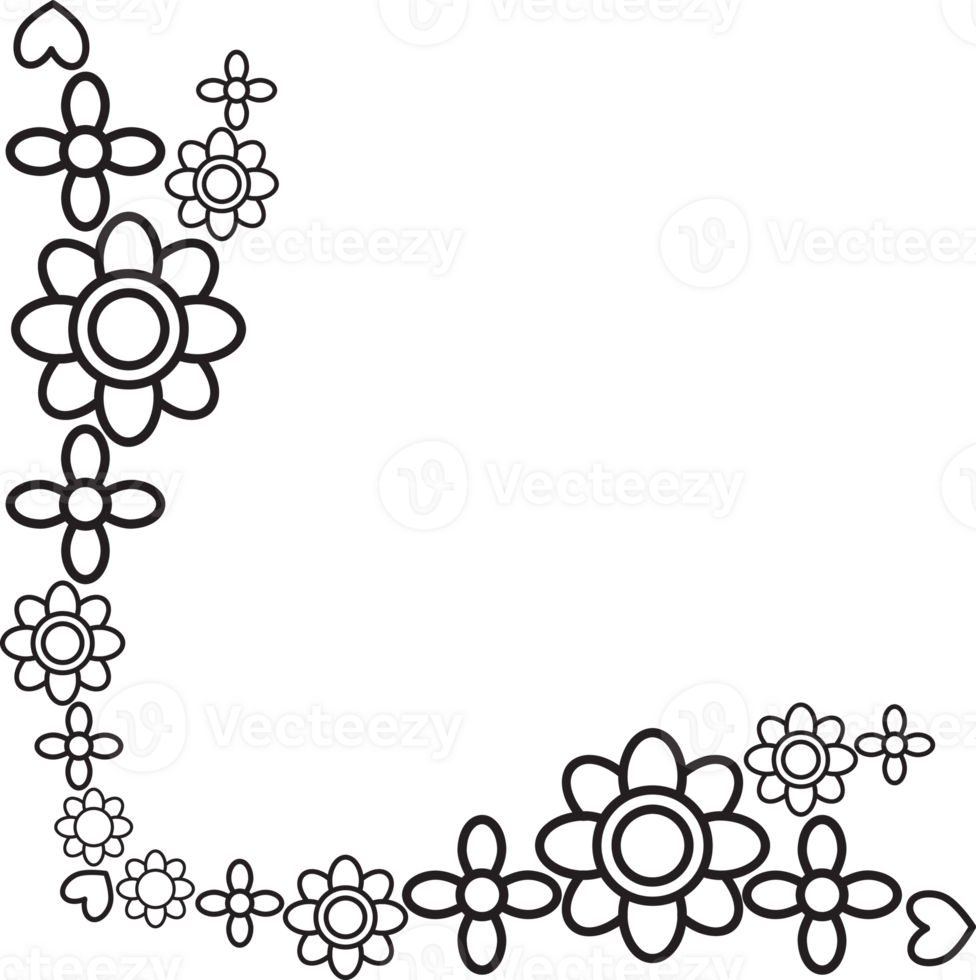 Vintage Flower Corner Outline png