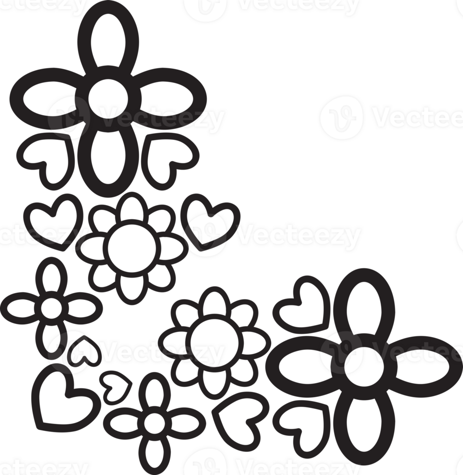 Serene Outline Flower Frame png