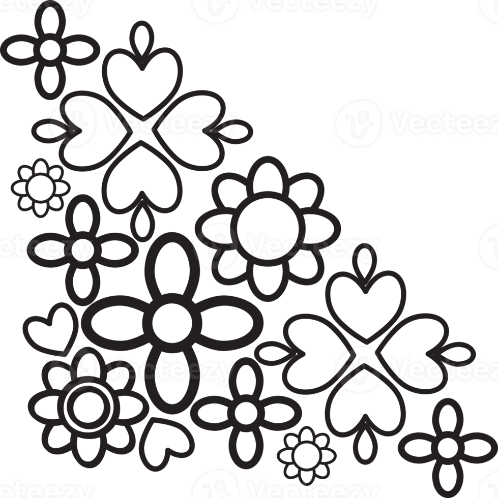 Decorative Flower Frame Outline png