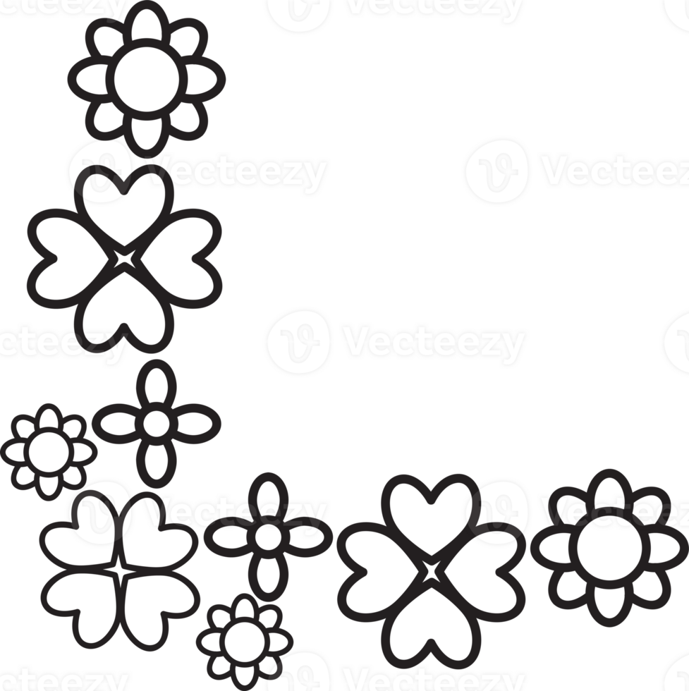 Simple Floral Corner Border png