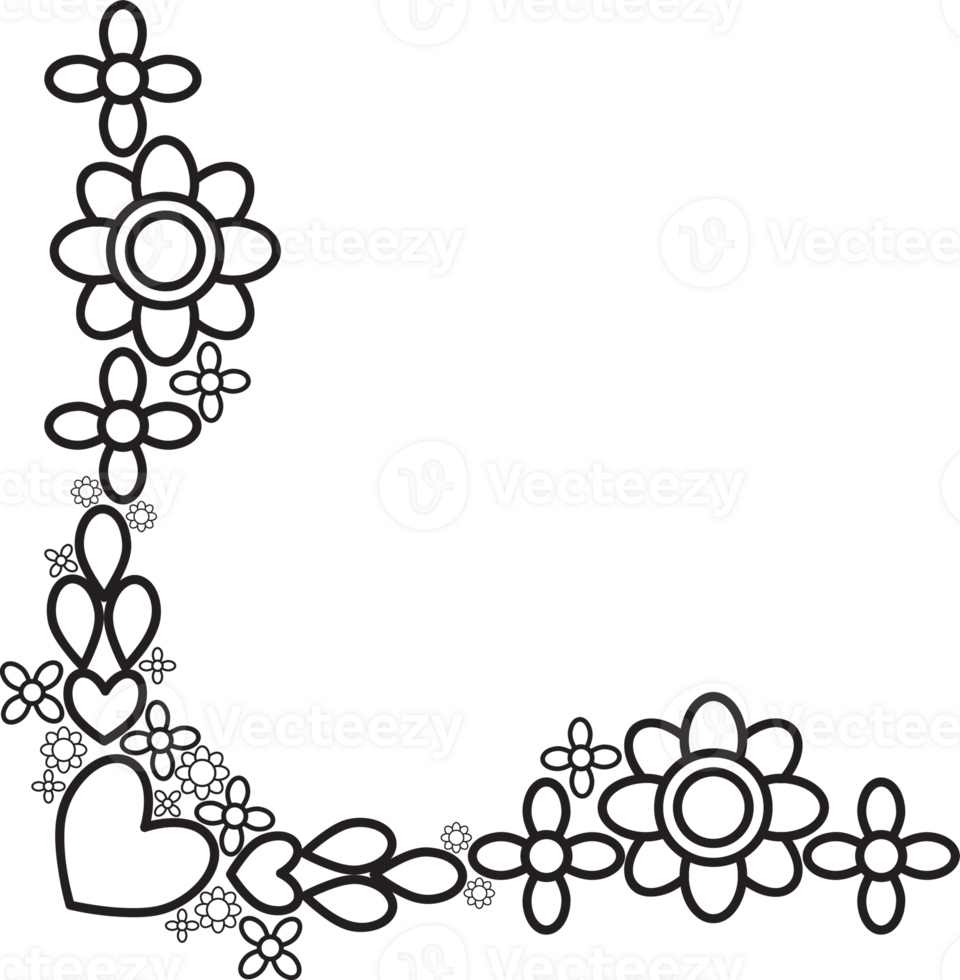 Outline Floral Edge Decoration png