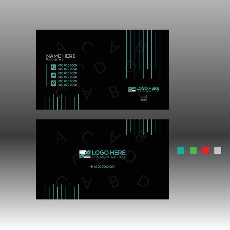 Business card template with black and green lines vector