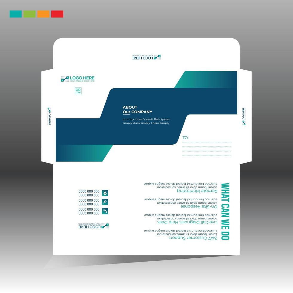 A business card template with a blue and green design vector