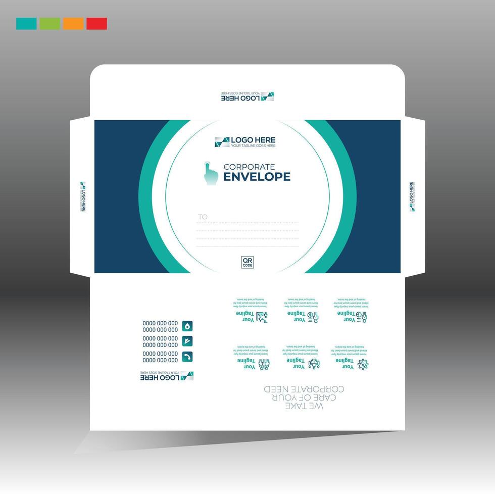 A business envelope with four color vector