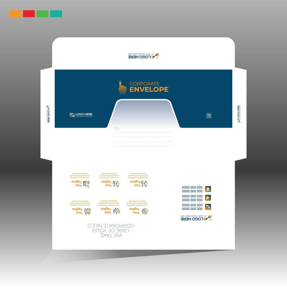 A business envelope with orange and more color vector