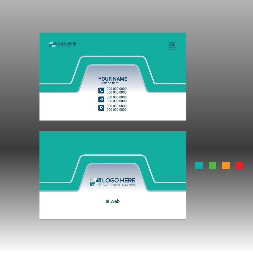 Business card template with a green background vector