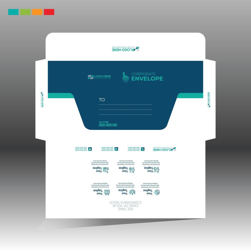 A business envelope with 4 color inside vector