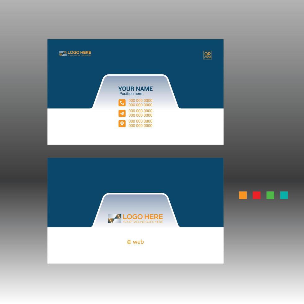 Business card template with blue and orange colors vector