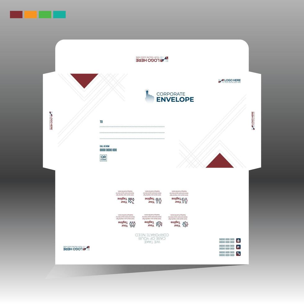 business envelope with a red and white design vector
