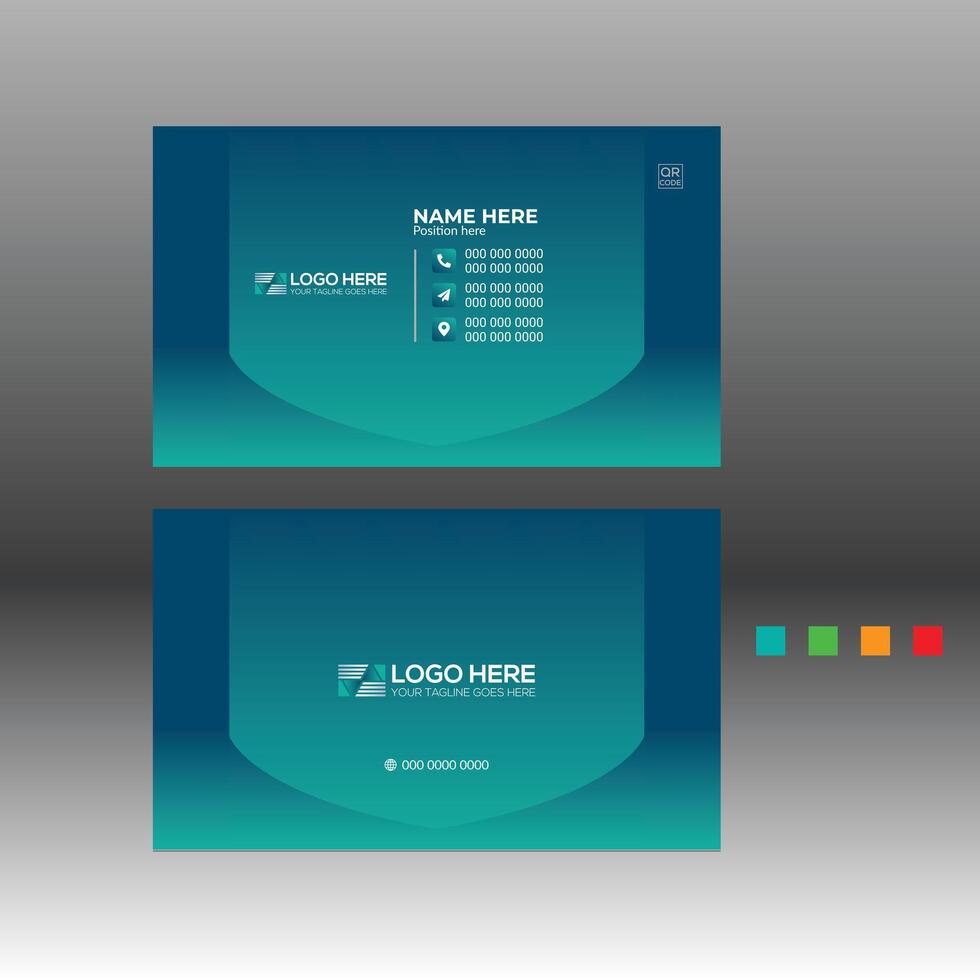 Business card template with blue and green vector