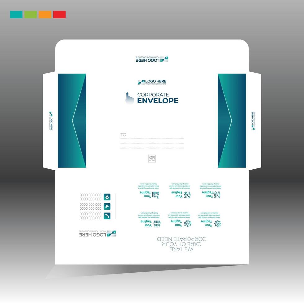 A business envelope with a business card and envelope vector