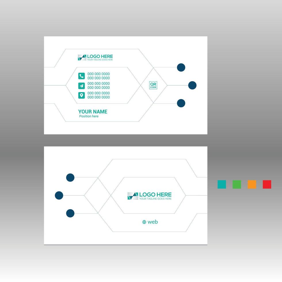 Business card template with a blue background vector