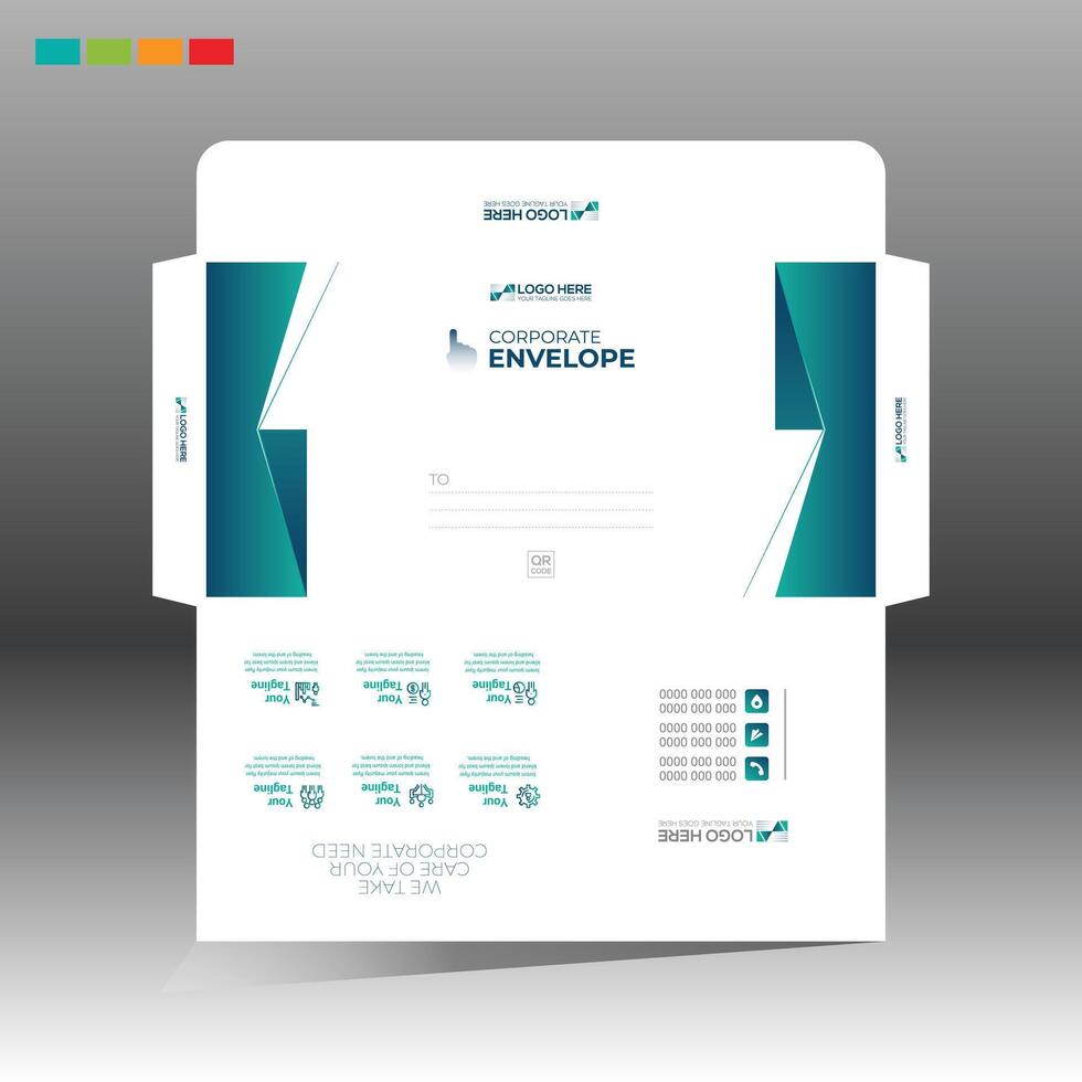 A business envelope with a business card and a business card vector