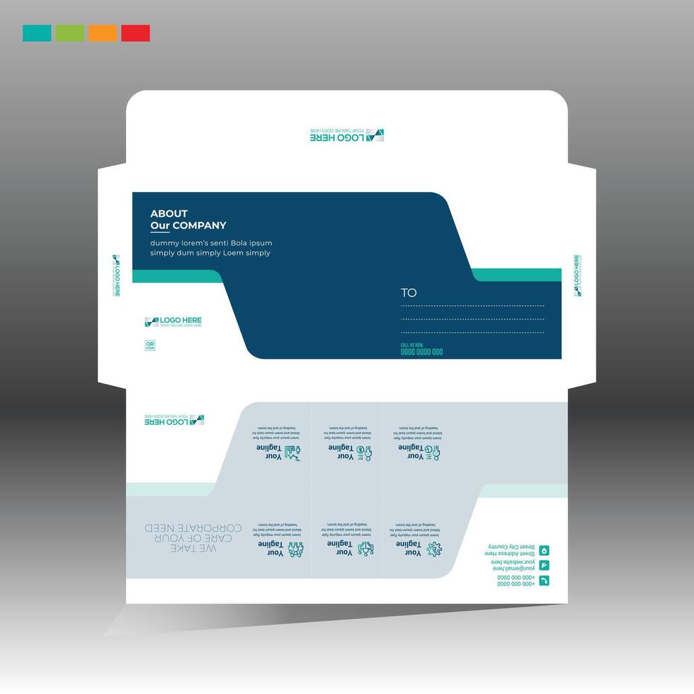 business envelope with a blue and green vector