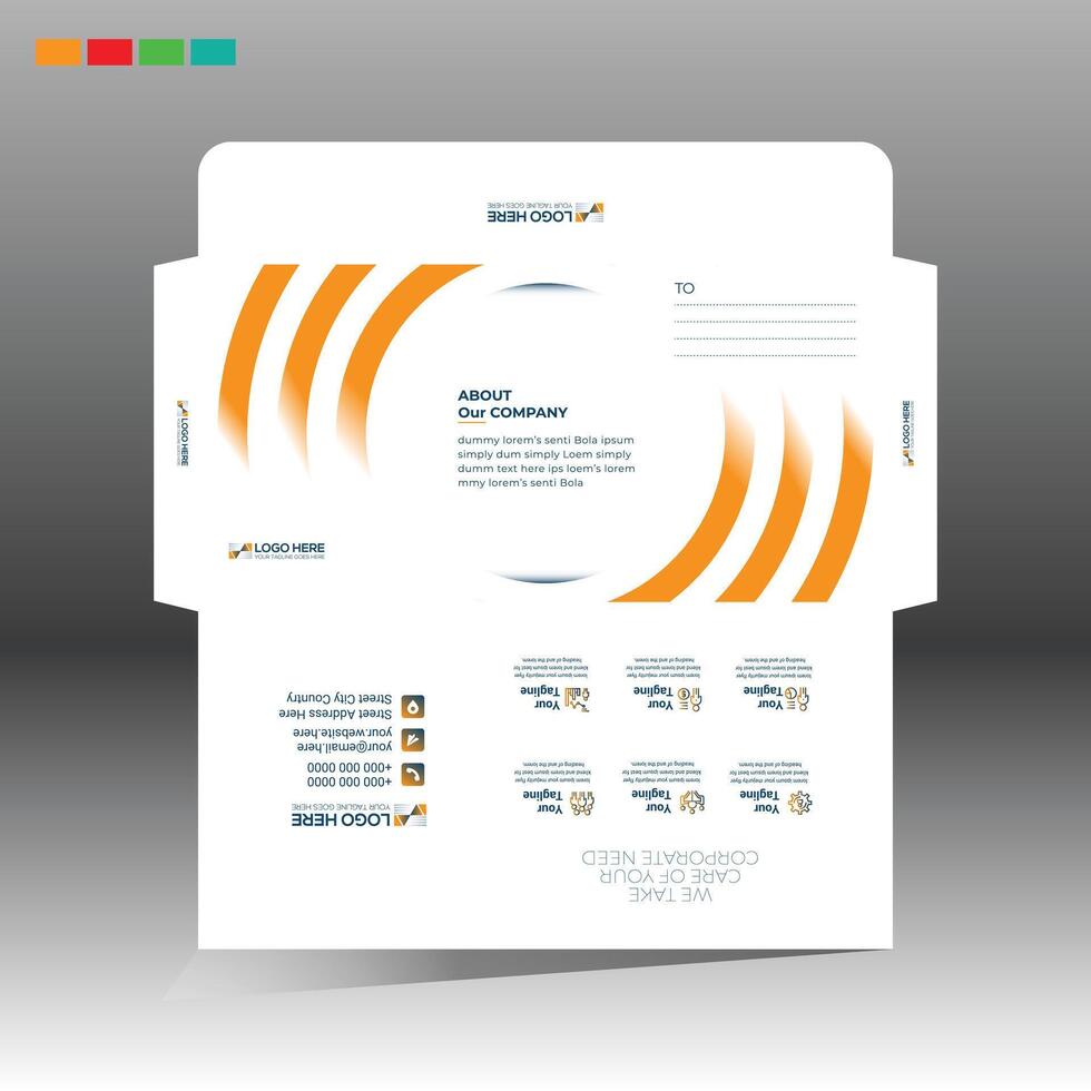 A business envelope with orange and white design vector