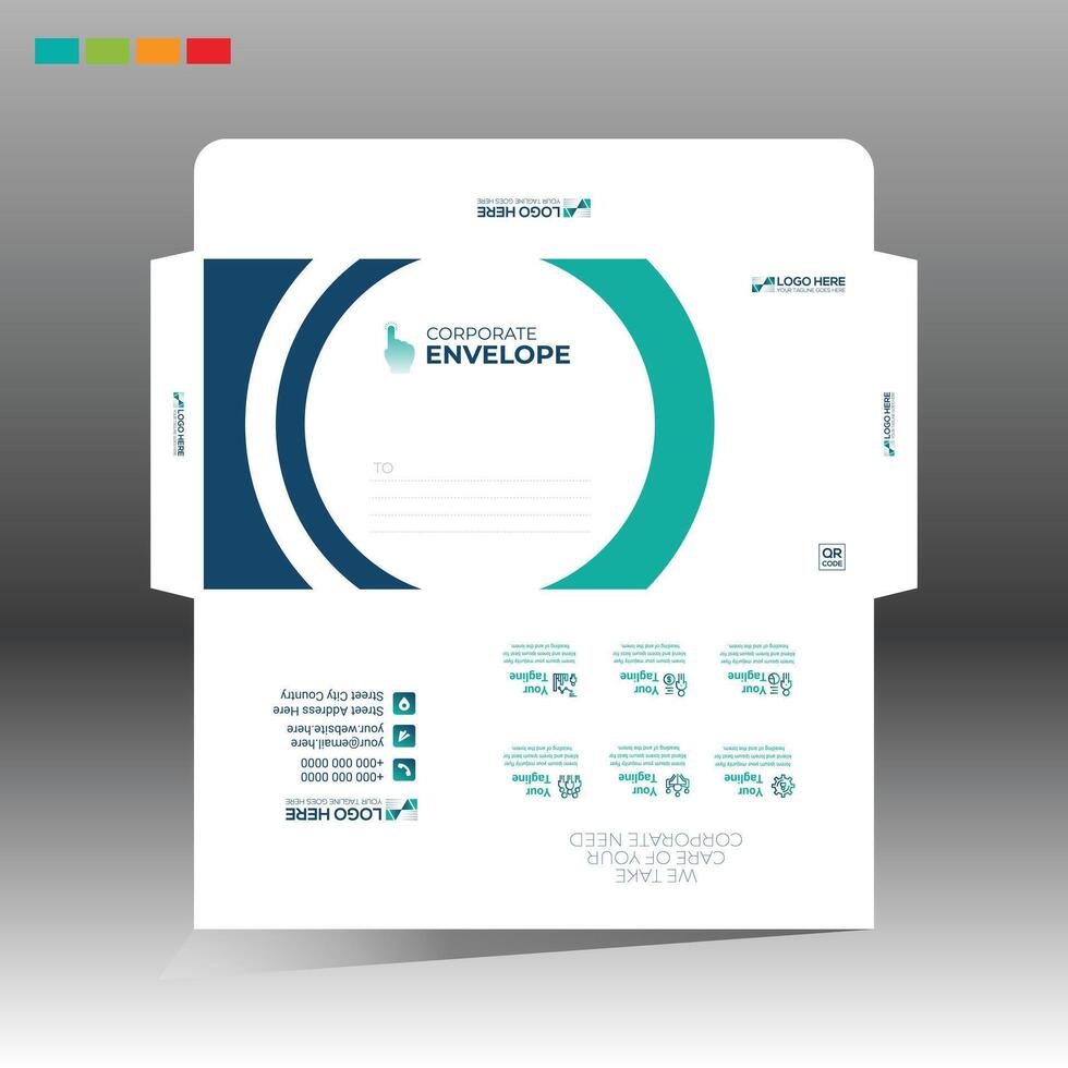 A business envelope with a circular design vector