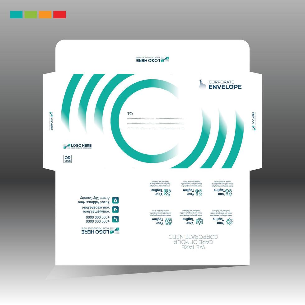 A business card with a green and white design vector