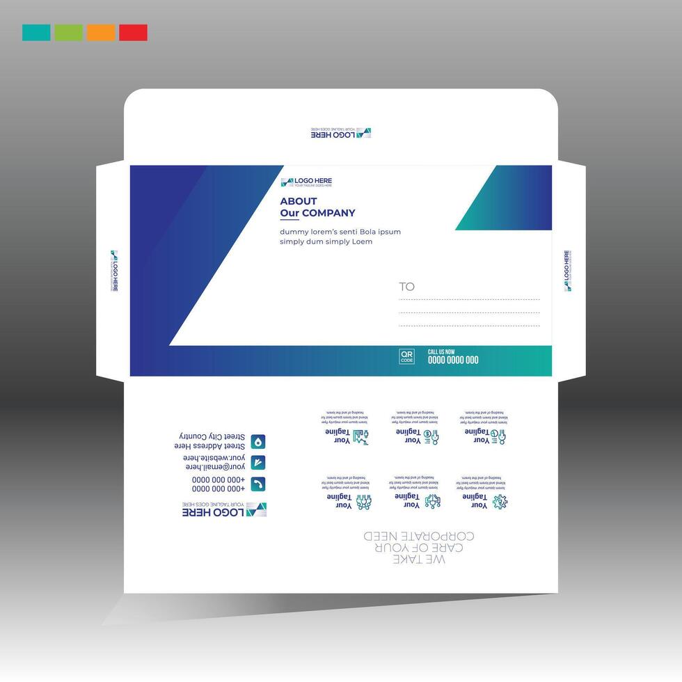 A envelope with a blue and white design vector