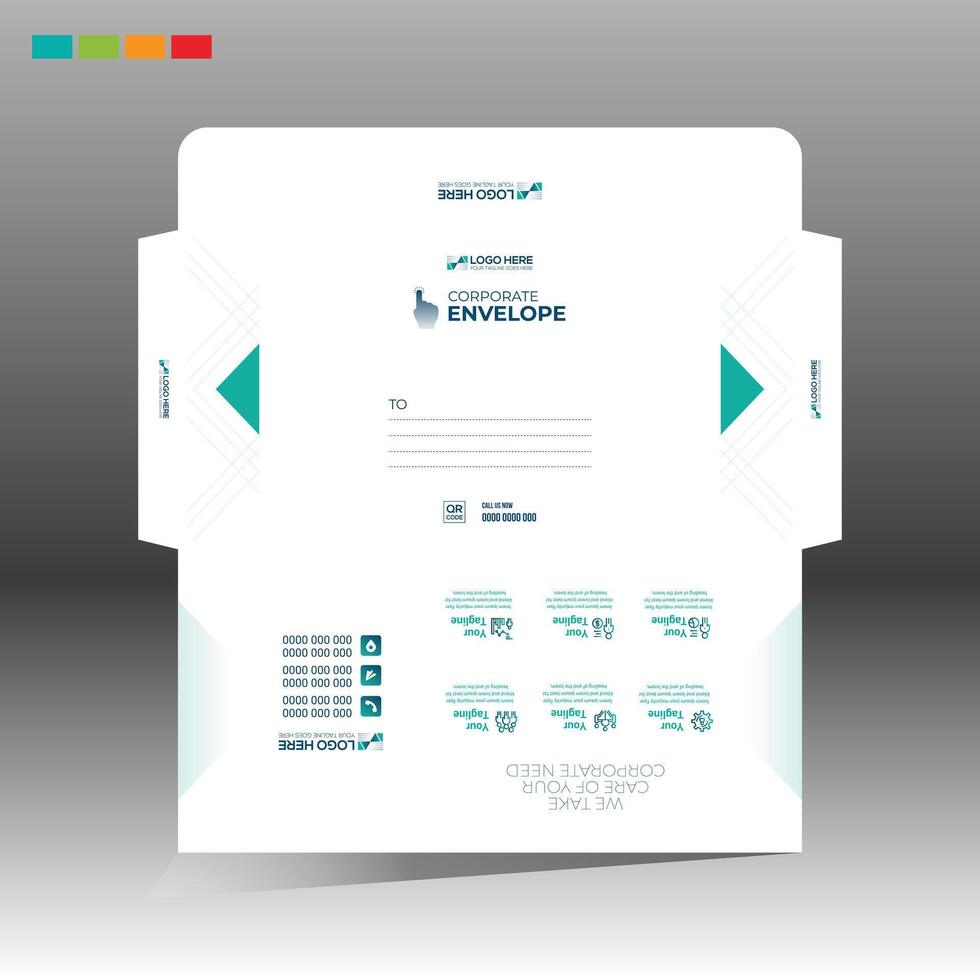 A business card with a green and white design vector
