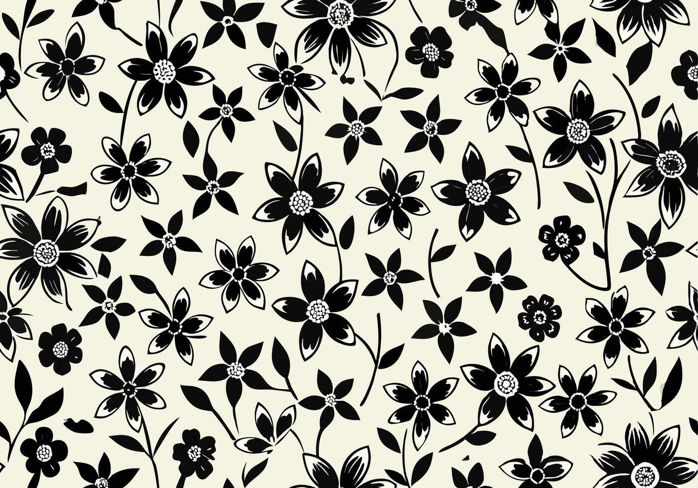 Black and White Floral Pattern Seamless Design Texture Background vector