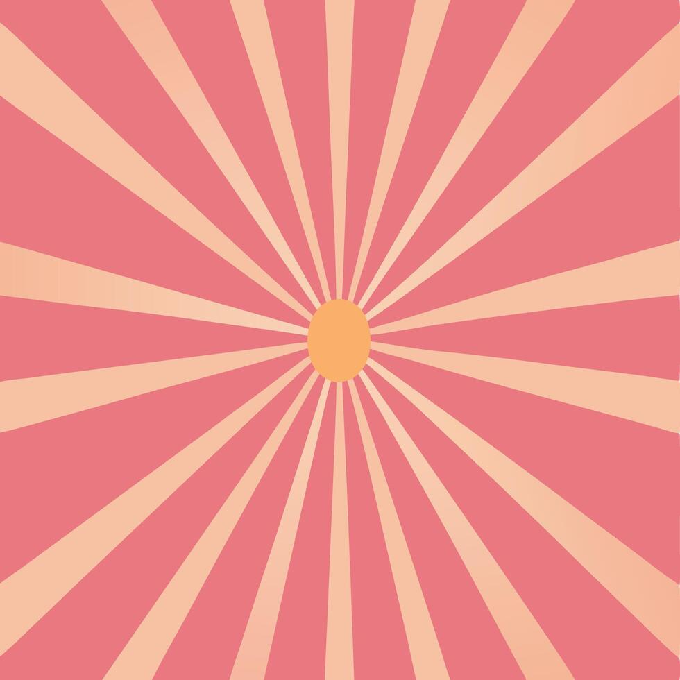 Pink and Peach Sunburst Radiating Rays Retro Background Design vector