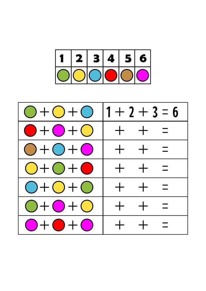 kids worksheet adding numbers based on the instructions. fun activities for kids vector