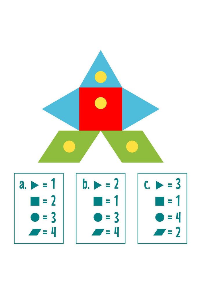 children's worksheets write the number of triangles, squares, circles, and parallelograms. fun activities for children. educational learning sheets vector