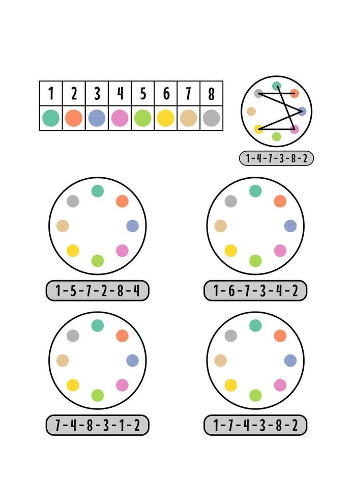 children's worksheet connecting colors based on rules vector