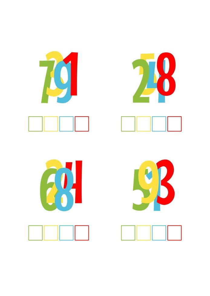 write number focus training. educational game for children. Education worksheet Printable A4 size. vector