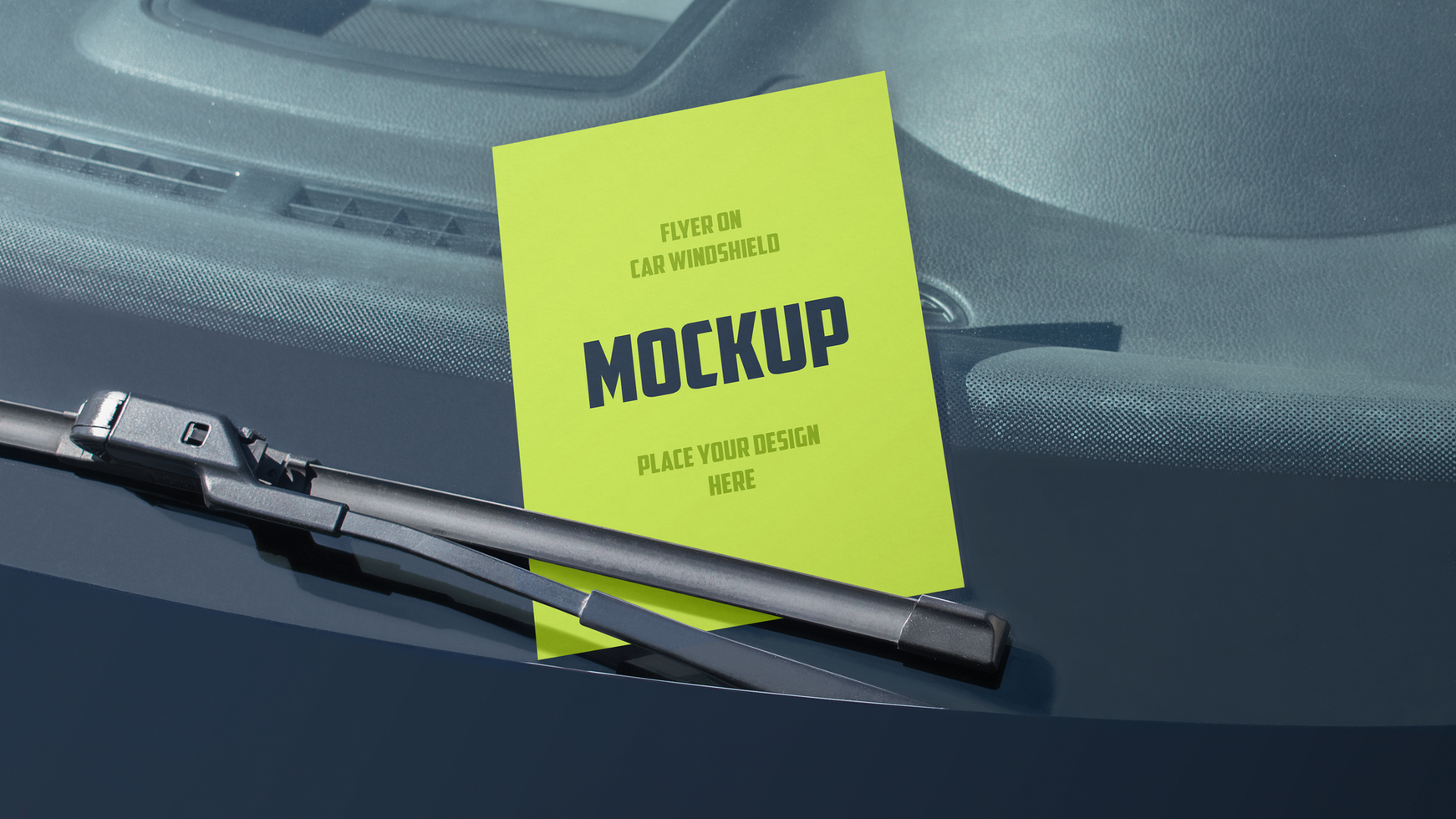 Flyer on Car Windshield Mockup psd