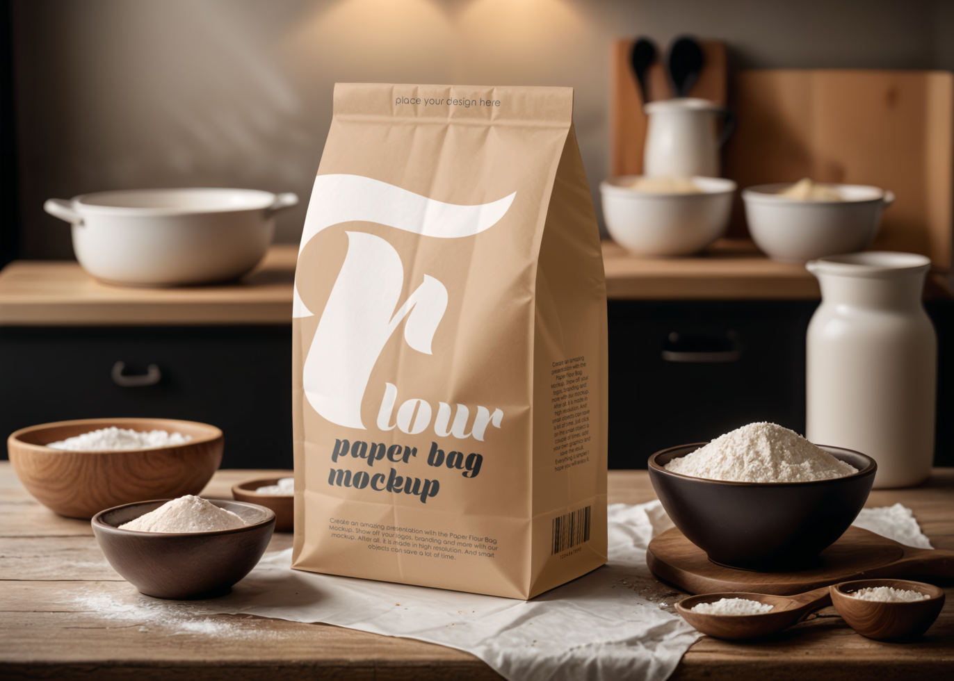 Paper Flour Bag Mockup psd