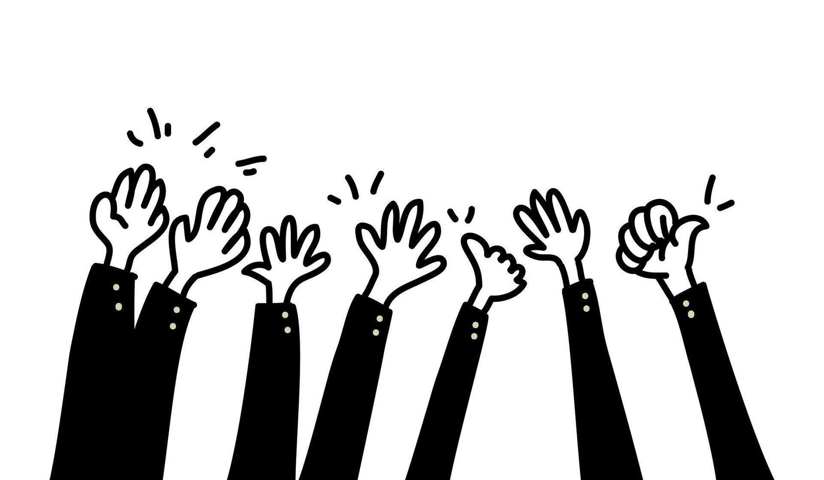 Hand drawn of hands clapping ovation. applause vector