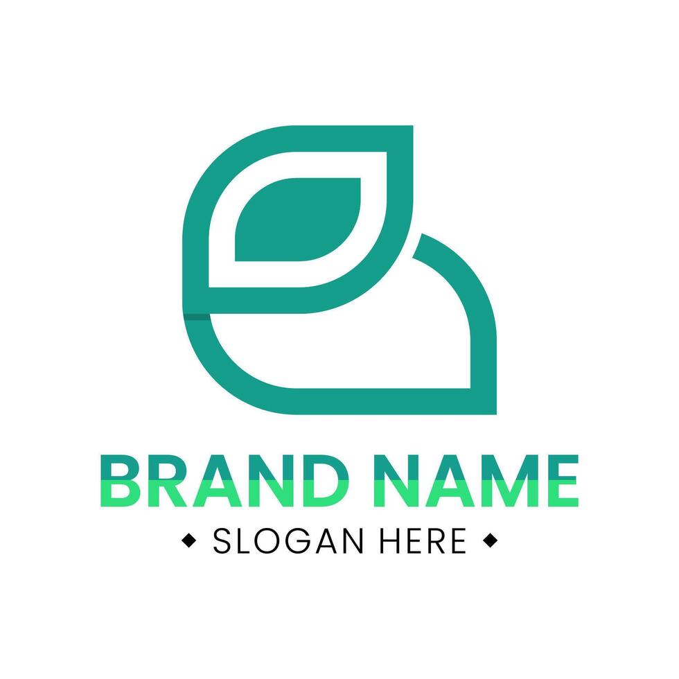 Letter B logo with gradient colored leaf shape conceptb vector