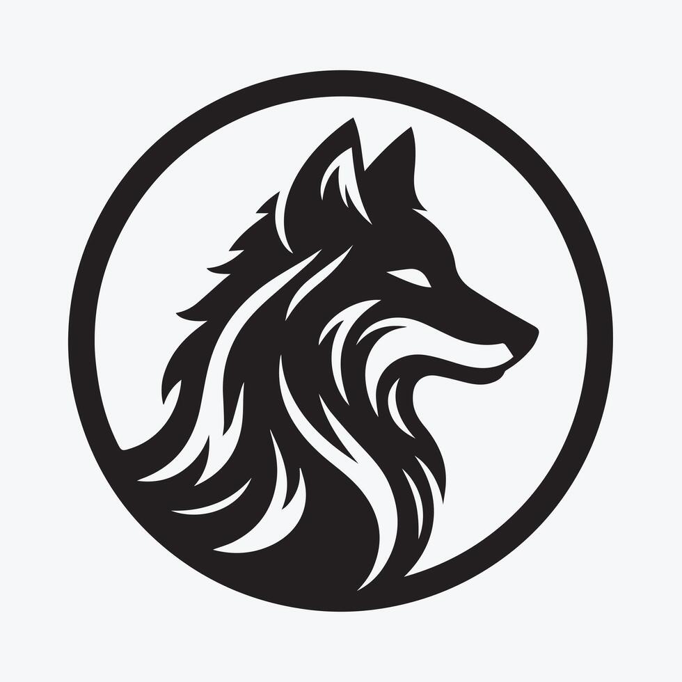 Powerful Wolf Logo in Circle Design vector