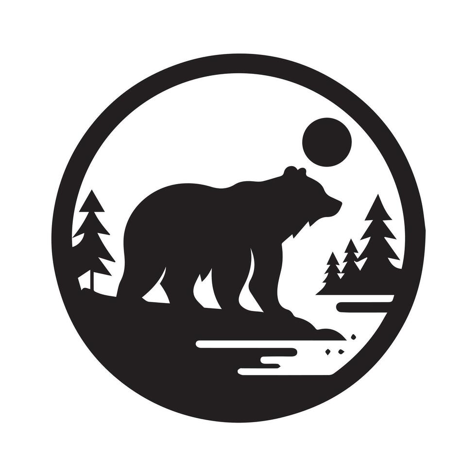 Bold black and white bear head graphic design vector